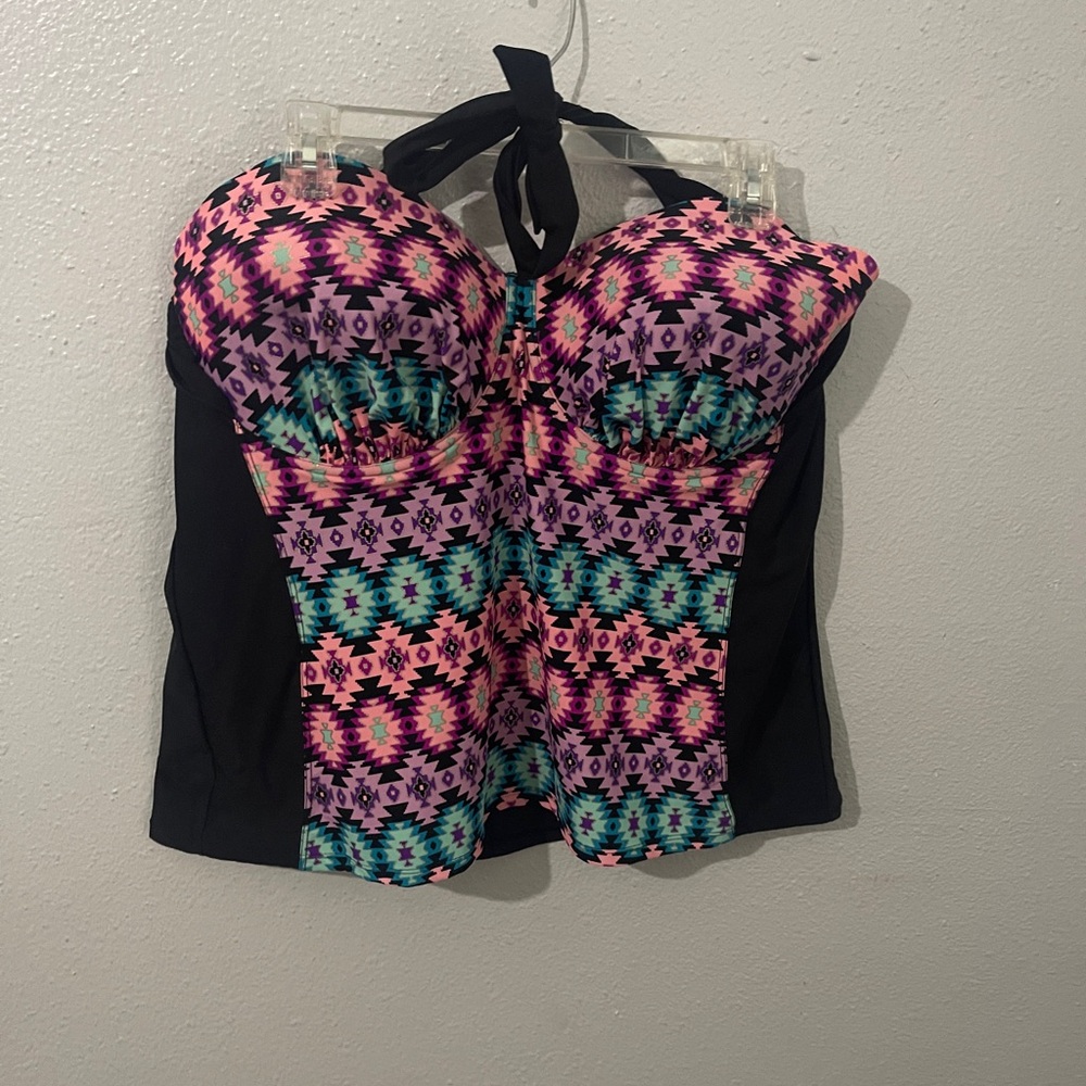 Catalina Pink and Purple Bustier Tie Front Crop Top
